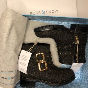 ROSS & SNOW l Stefana Gold Weatherproof Moto Boots